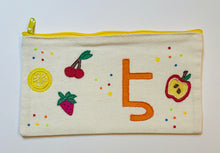 Load image into Gallery viewer, Customized hand drawn pencil pouch: Apple-Lemon-Strawberry-Cherry
