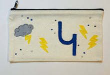 Load image into Gallery viewer, Customized hand drawn pencil pouch: Cloud and lightning
