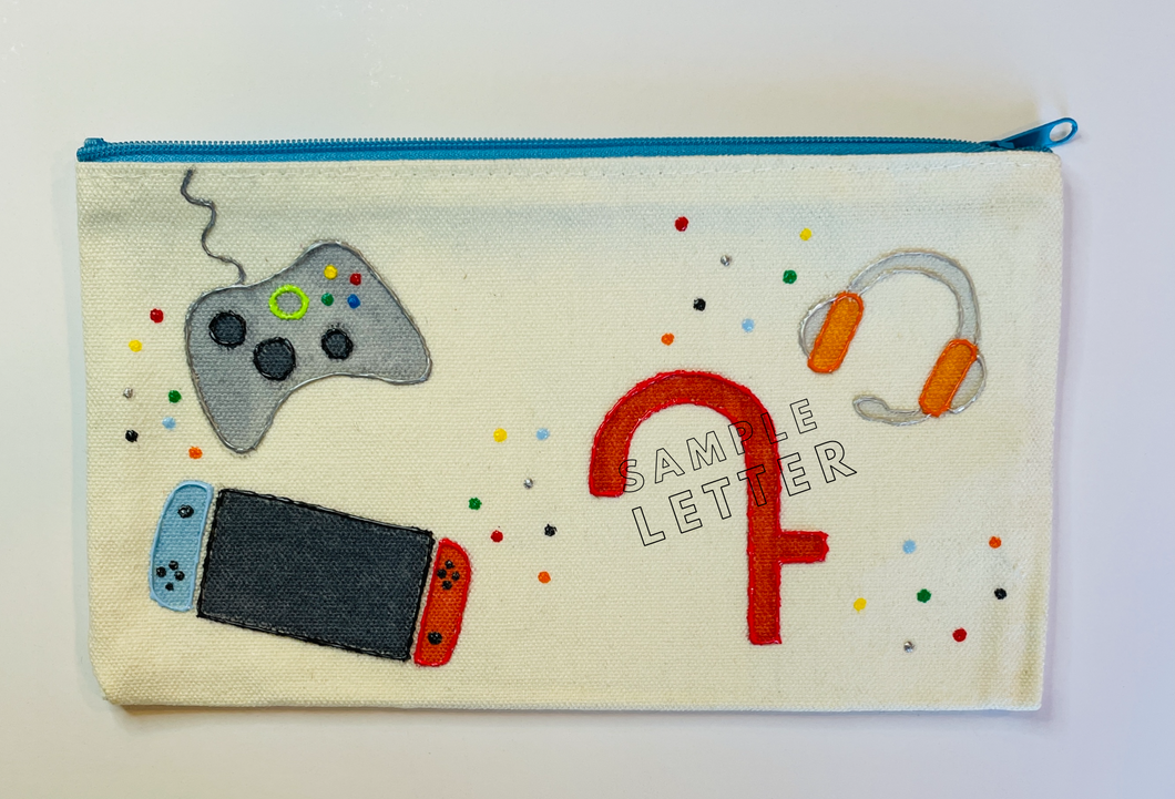 Gaming custom hand drawn pencil pouch