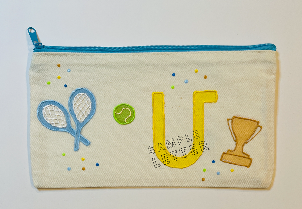 Customized hand drawn pencil pouch: Tennis