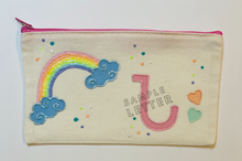 Load image into Gallery viewer, Customized hand drawn pencil pouch: Rainbow and hearts
