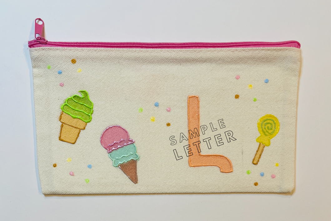 Customized hand drawn pencil pouch: Ice Cream