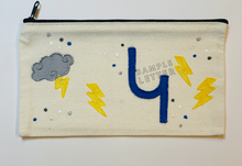 Load image into Gallery viewer, Customized hand drawn pencil pouch: Cloud and lightning
